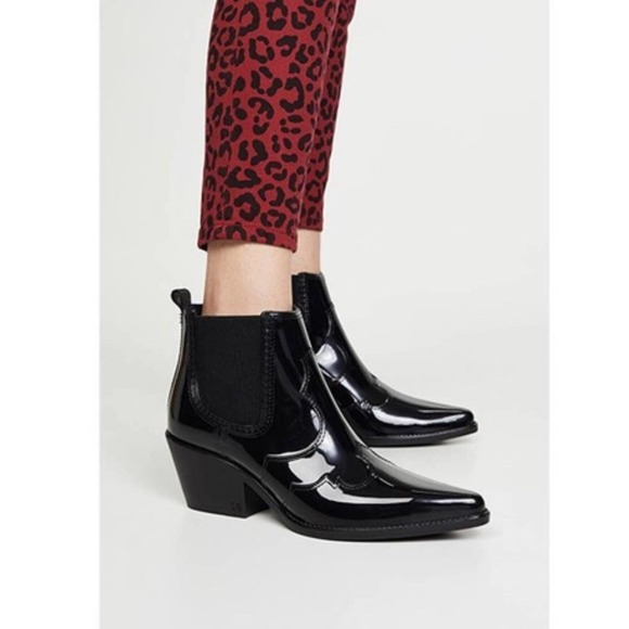 Sam Edelman Shoes - Sam Edelman Pointed Toe Western Bootie Rubber Rain Boot Size 6 Black